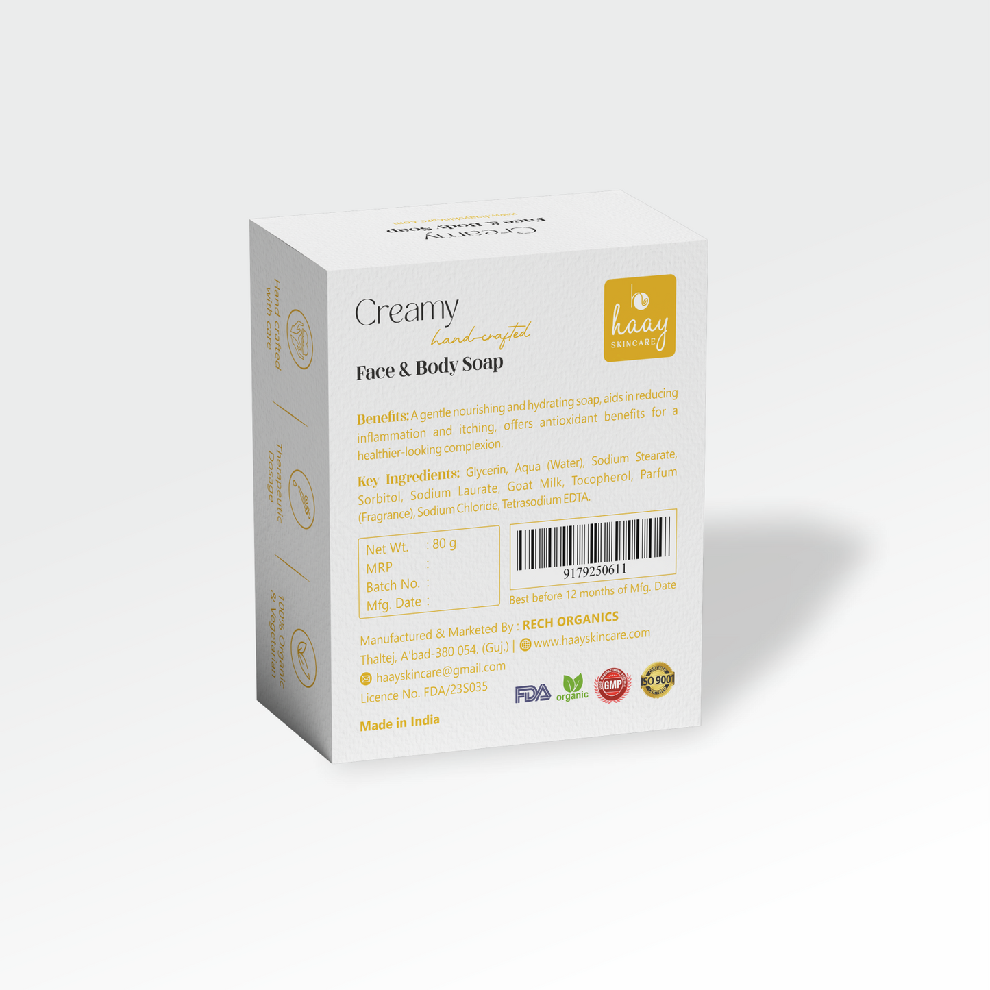 Creamy Face and Body Soap Back View