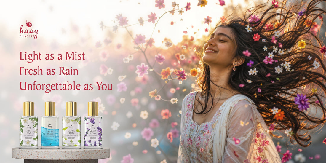 Hair Veil hair mist perfume 4 variants - Sweet Dew, Ocean Breeze, Jasmin Bud, Velvet Bloom by Haay Skincare