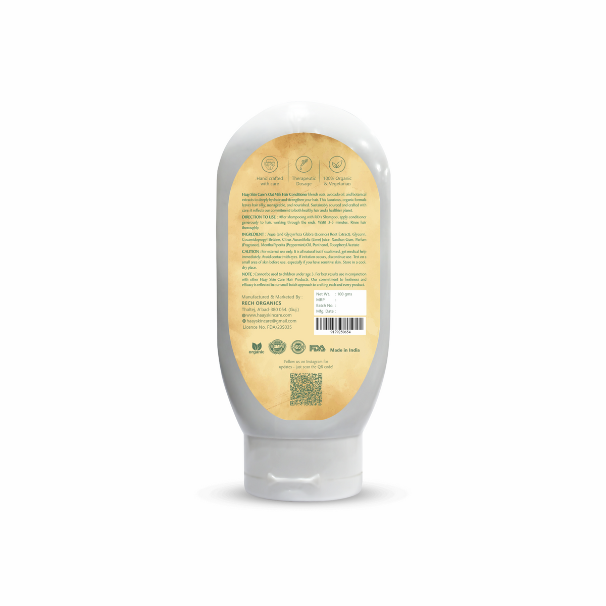 Creamy Oats Hair Conditioner Back