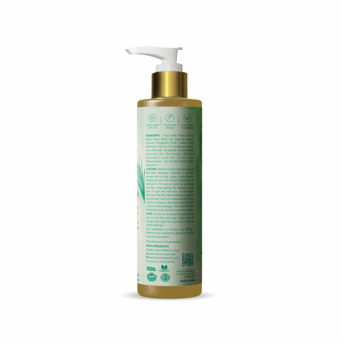 Rice Shine Shampoo Bottle Back View