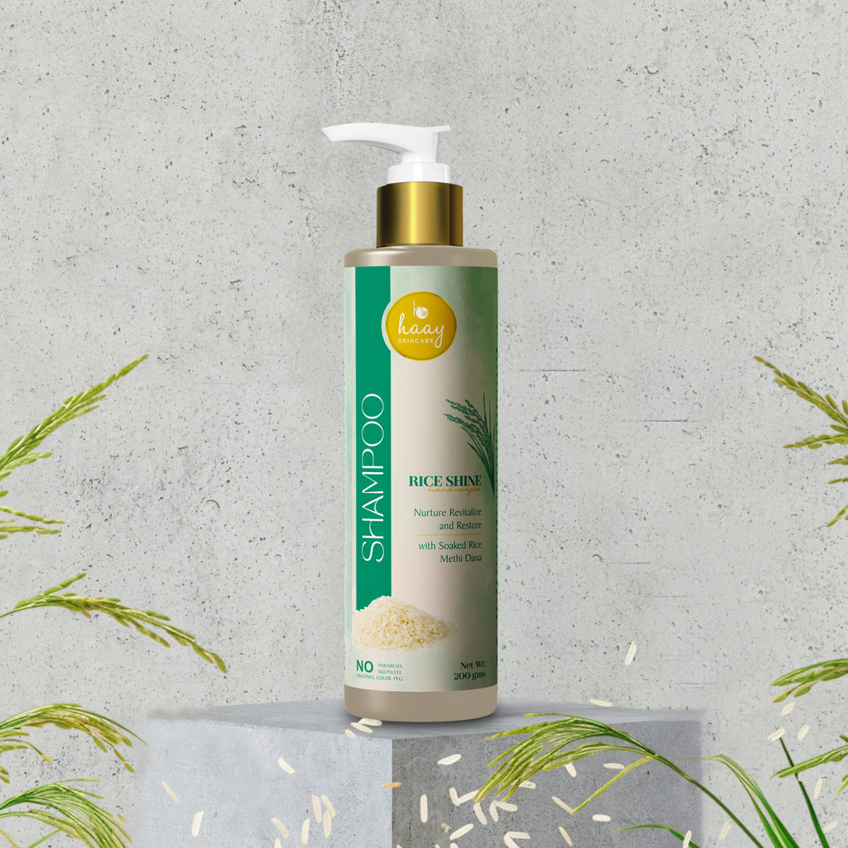 Rice Shine Shampoo Bottle Stand View