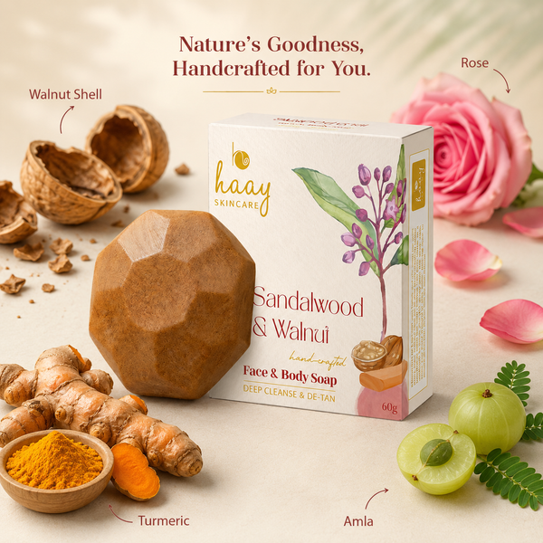 Natural De-Tan Soap Bar | Sandalwood & Walnut Face & Body Cleanser